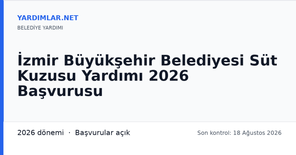 İzmir Büyükşehir Belediyesi Süt Kuzusu Yardımı 2026 Başvurusu