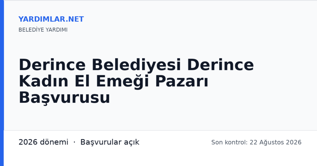 Derince Belediyesi Derince Kadın El Emeği Pazarı Başvurusu