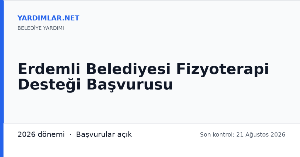 Erdemli Belediyesi Fizyoterapi Desteği Başvurusu