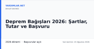 Deprem Bağışları 2026: Şartlar, Tutar ve Başvuru