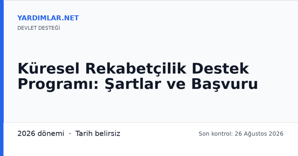 Küresel Rekabetçilik Destek Programı: Şartlar ve Başvuru