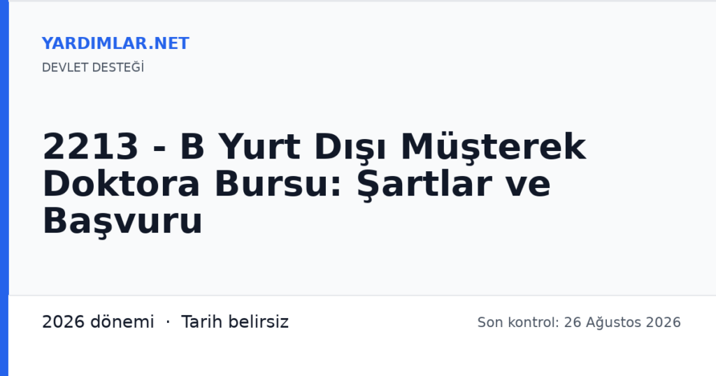 2213 - B Yurt Dışı Müşterek Doktora Bursu: Şartlar ve Başvuru