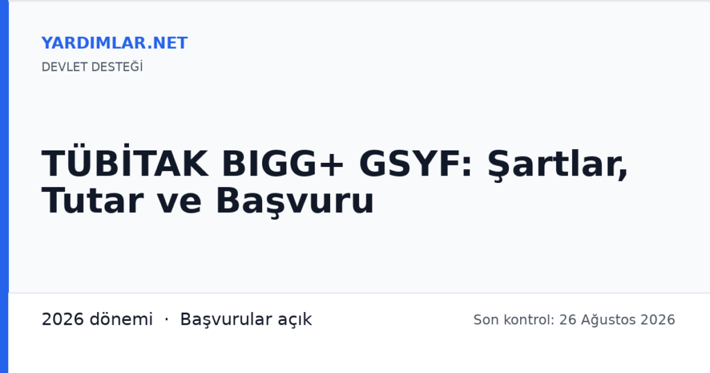 TÜBİTAK BIGG+ GSYF: Şartlar, Tutar ve Başvuru