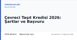 Çevreci Taşıt Kredisi 2026: Şartlar ve Başvuru