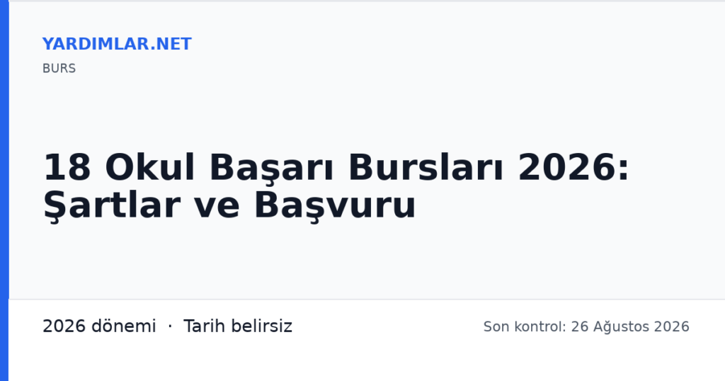 18 Okul Başarı Bursları 2026: Şartlar ve Başvuru