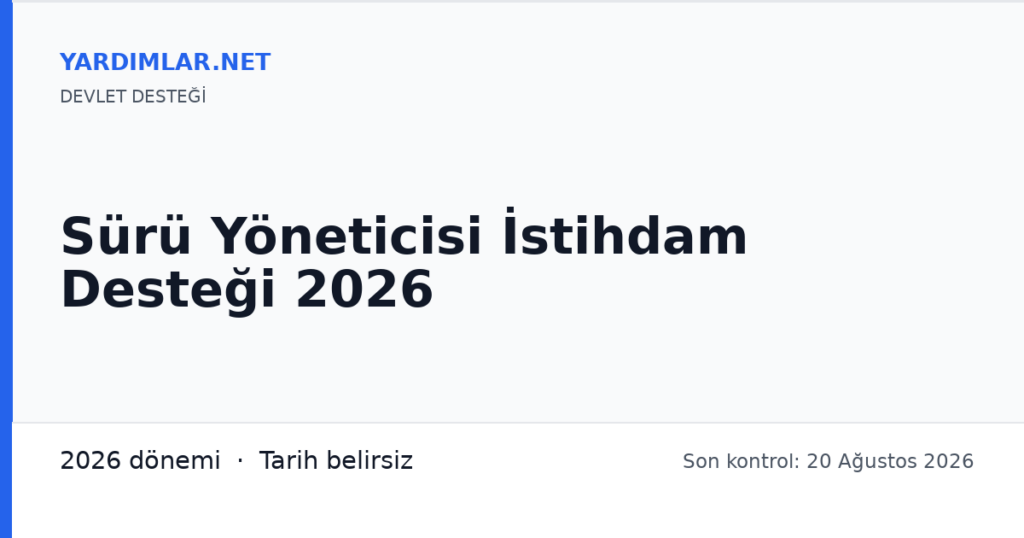 Sürü Yöneticisi İstihdam Desteği 2026