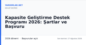Kapasite Geliştirme Destek Programı 2026: Şartlar ve Başvuru
