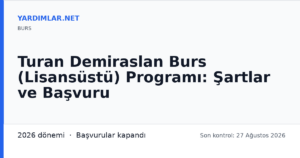 Turan Demiraslan Burs (Lisansüstü) Programı: Şartlar ve Başvuru