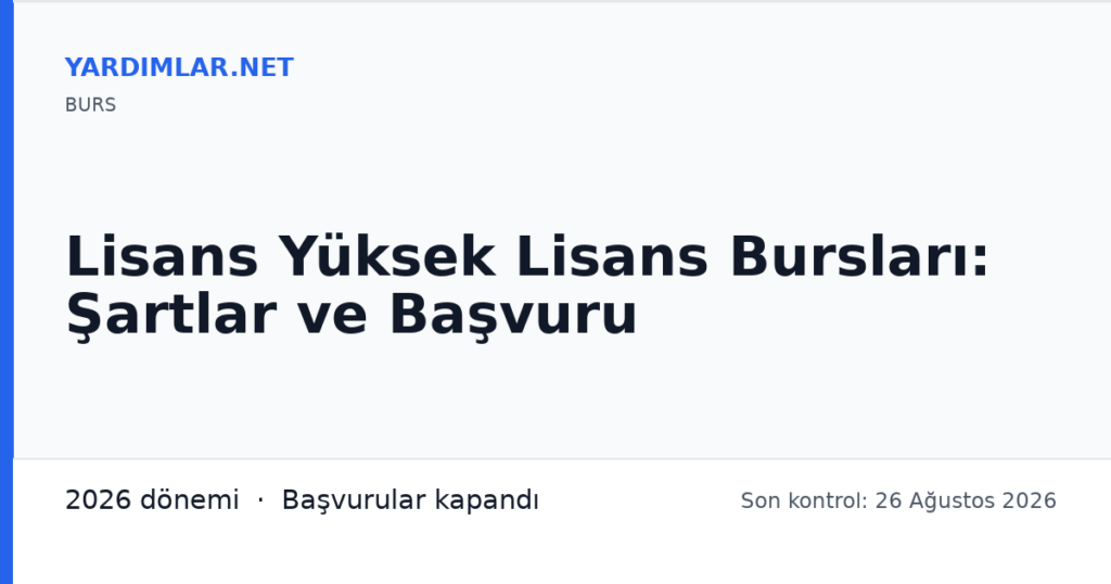 Lisans Yüksek Lisans Bursları: Şartlar ve Başvuru