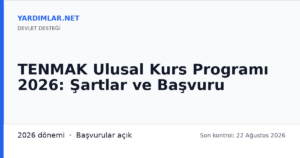 TENMAK Ulusal Kurs Programı 2026: Şartlar ve Başvuru