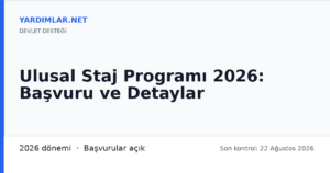 Ulusal Staj Programı 2026: Başvuru ve Detaylar