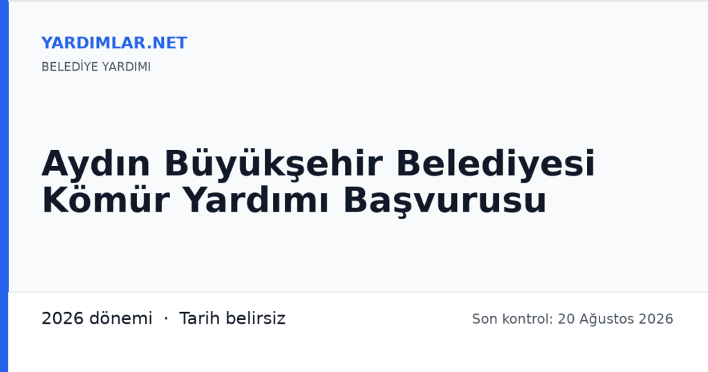 Aydın Büyükşehir Belediyesi Kömür Yardımı Başvurusu