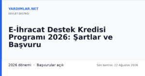 E-İhracat Destek Kredisi Programı 2026: Şartlar ve Başvuru
