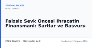 Faizsiz Sevk Oncesi Ihracatin Finansmani: Sartlar ve Basvuru