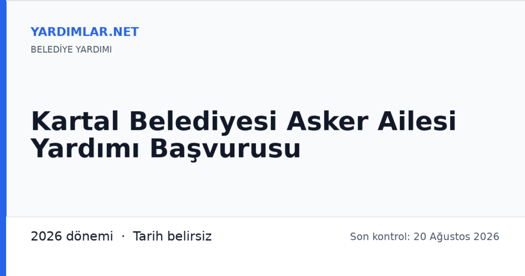 Kartal Belediyesi Asker Ailesi Yardımı Başvurusu