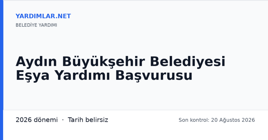 Aydın Büyükşehir Belediyesi Eşya Yardımı Başvurusu