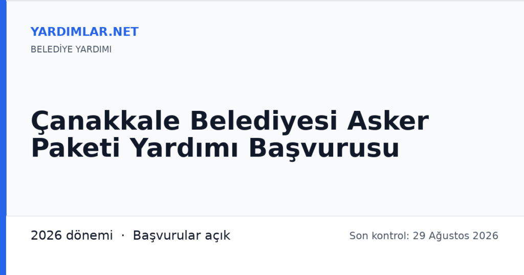 Çanakkale Belediyesi Asker Paketi Yardımı Başvurusu