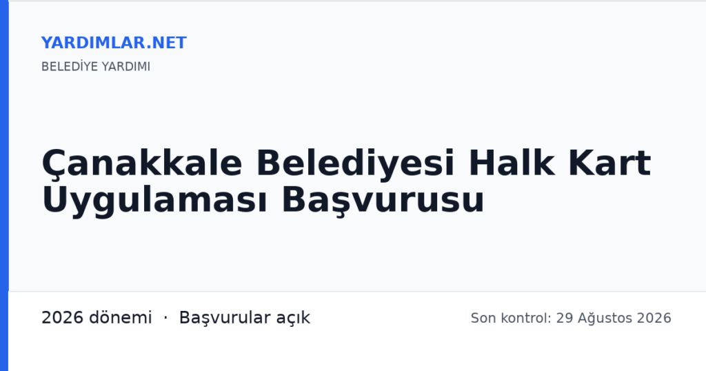 Çanakkale Belediyesi Halk Kart Uygulaması Başvurusu