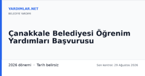Çanakkale Belediyesi Öğrenim Yardımları Başvurusu