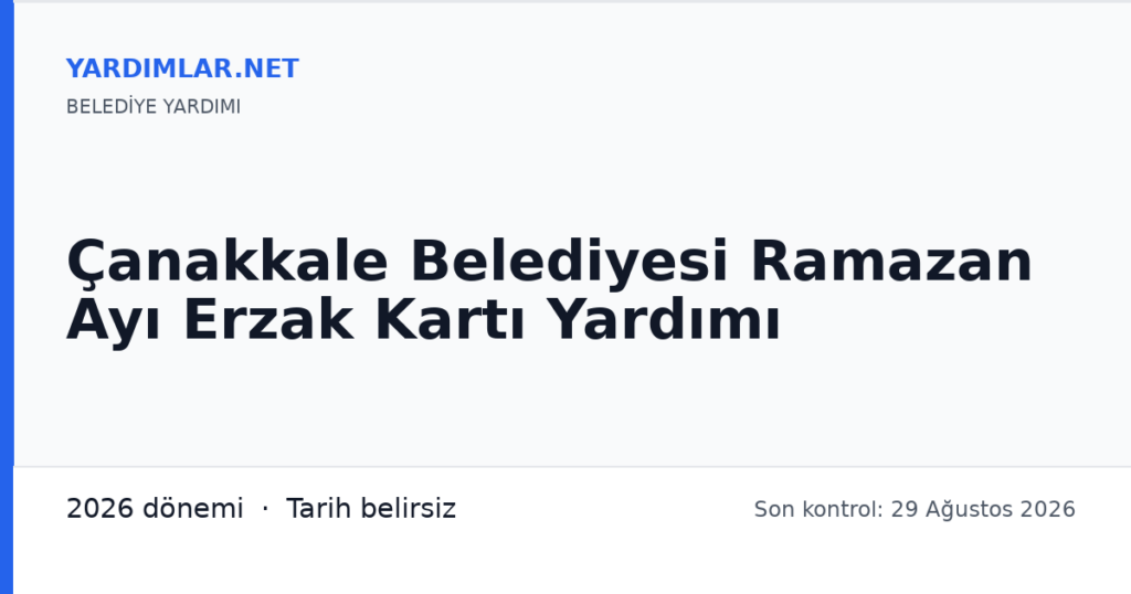 Çanakkale Belediyesi Ramazan Ayı Erzak Kartı Yardımı