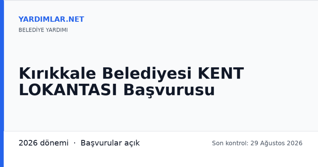 Kırıkkale Belediyesi KENT LOKANTASI Başvurusu