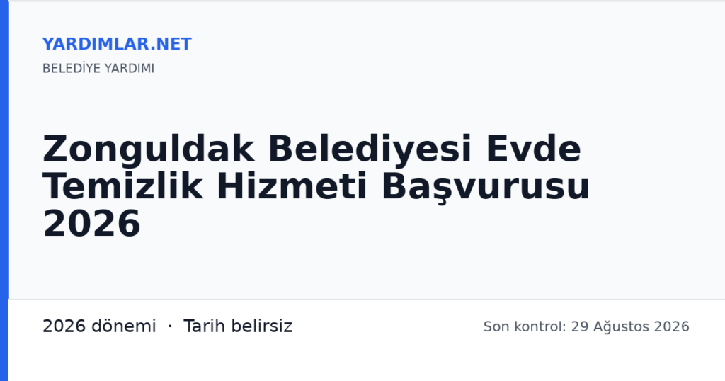 Zonguldak Belediyesi Evde Temizlik Hizmeti Başvurusu 2026
