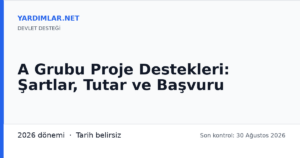 A Grubu Proje Destekleri: Şartlar, Tutar ve Başvuru