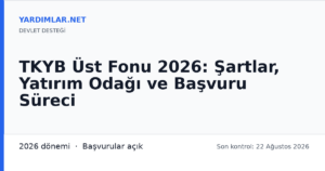 TKYB Üst Fonu 2026: Şartlar, Yatırım Odağı ve Başvuru Süreci