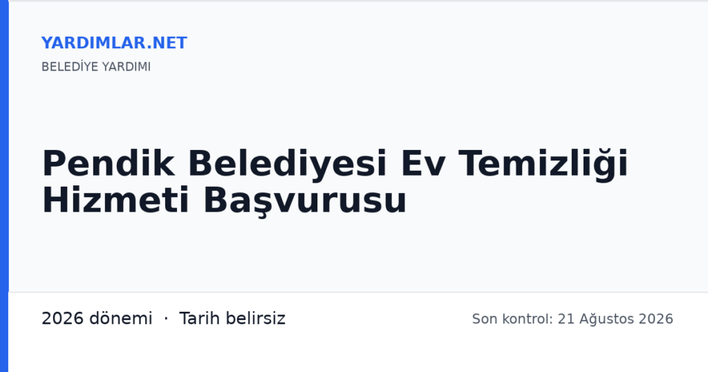 Pendik Belediyesi Ev Temizliği Hizmeti Başvurusu
