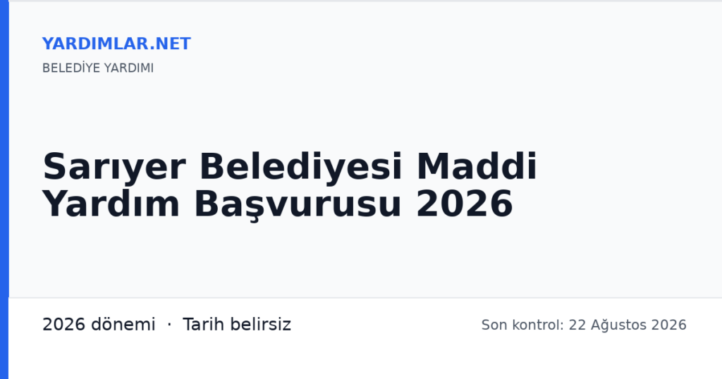 Sarıyer Belediyesi Maddi Yardım Başvurusu 2026