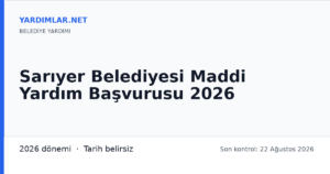 Sarıyer Belediyesi Maddi Yardım Başvurusu 2026