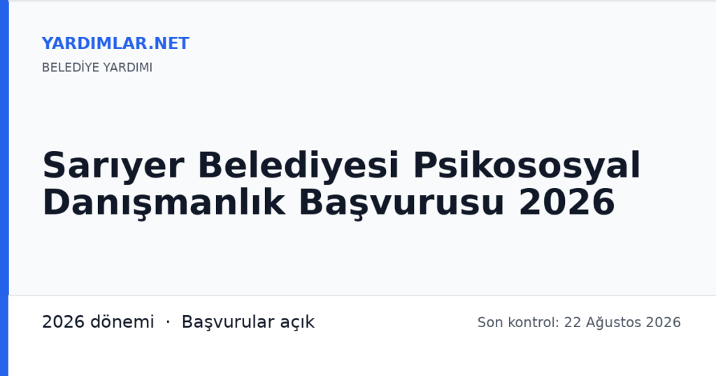 Sarıyer Belediyesi Psikososyal Danışmanlık Başvurusu 2026
