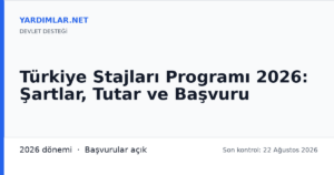 Türkiye Stajları Programı 2026: Şartlar, Tutar ve Başvuru
