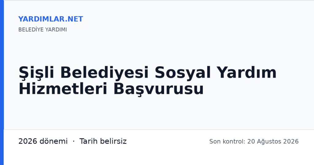 Şişli Belediyesi Sosyal Yardım Hizmetleri Başvurusu