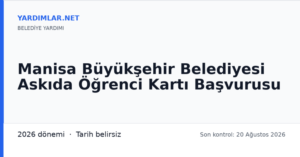 Manisa Büyükşehir Belediyesi Askıda Öğrenci Kartı Başvurusu