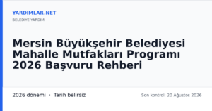 Mersin Büyükşehir Belediyesi Mahalle Mutfakları Programı 2026 Başvuru Rehberi