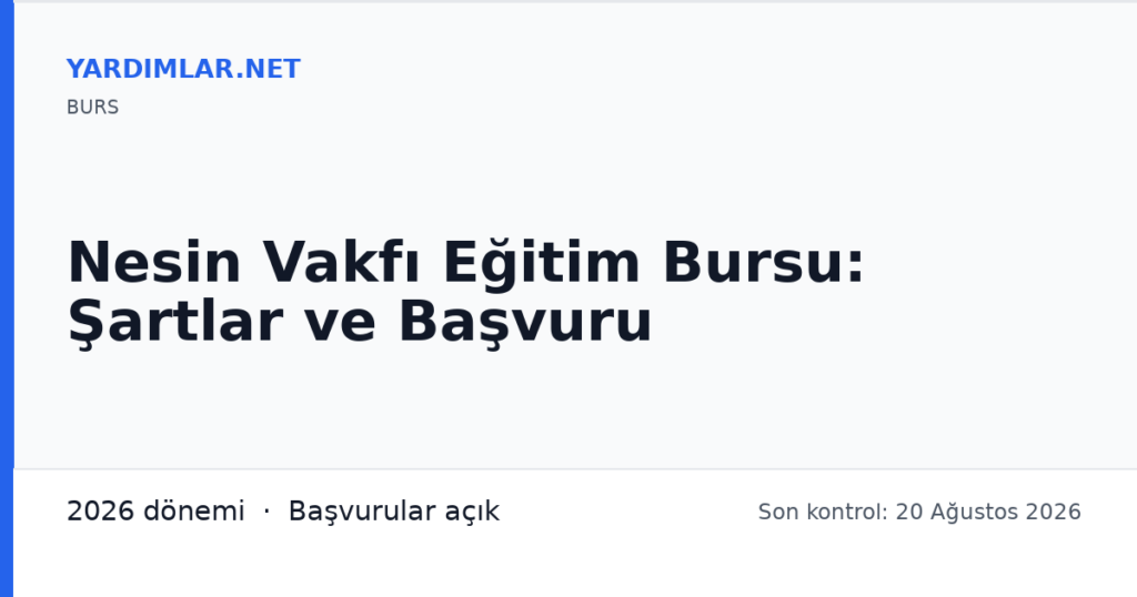 Nesin Vakfı Eğitim Bursu: Şartlar ve Başvuru