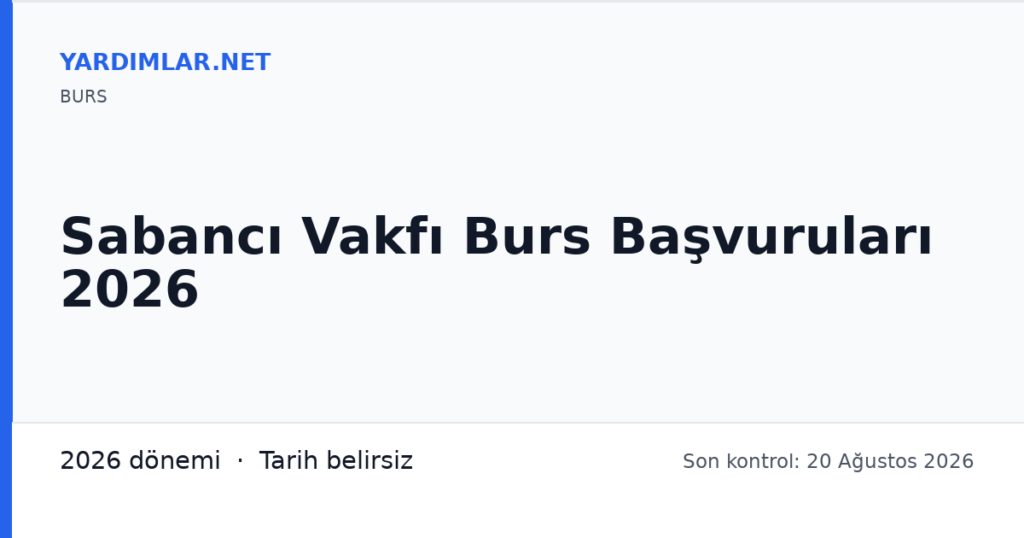 Sabancı Vakfı Burs Başvuruları 2026