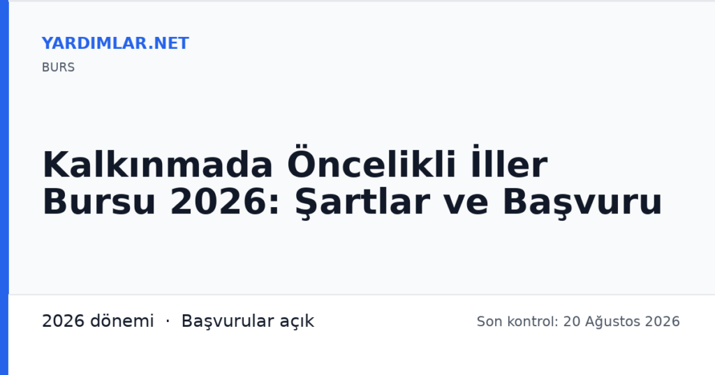 Kalkınmada Öncelikli İller Bursu 2026: Şartlar ve Başvuru