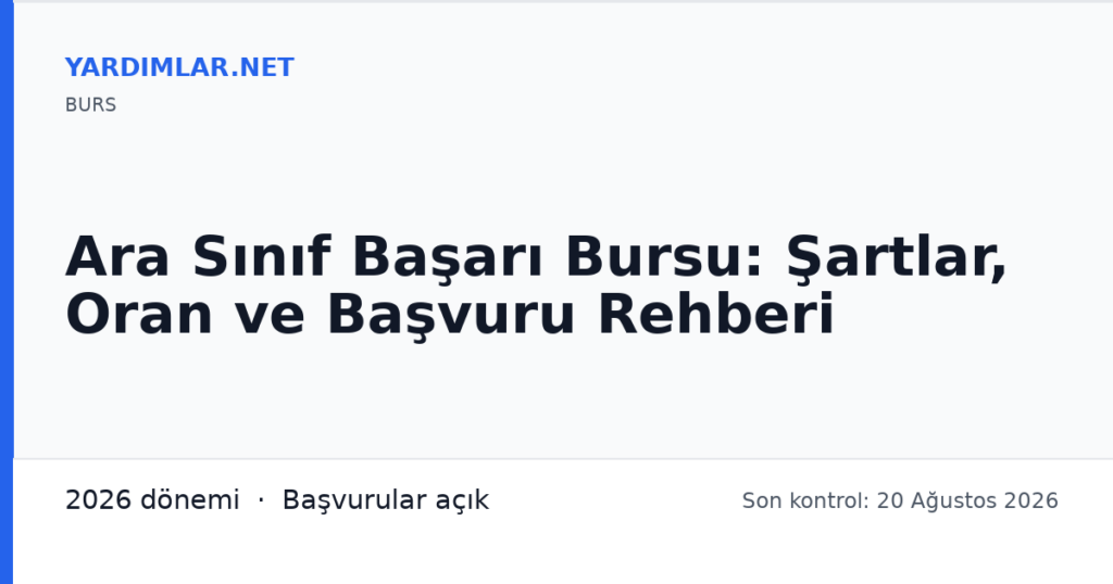 Ara Sınıf Başarı Bursu: Şartlar, Oran ve Başvuru Rehberi