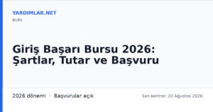 Giriş Başarı Bursu 2026: Şartlar, Tutar ve Başvuru