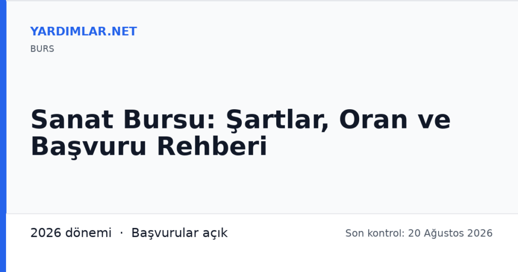 Sanat Bursu: Şartlar, Oran ve Başvuru Rehberi