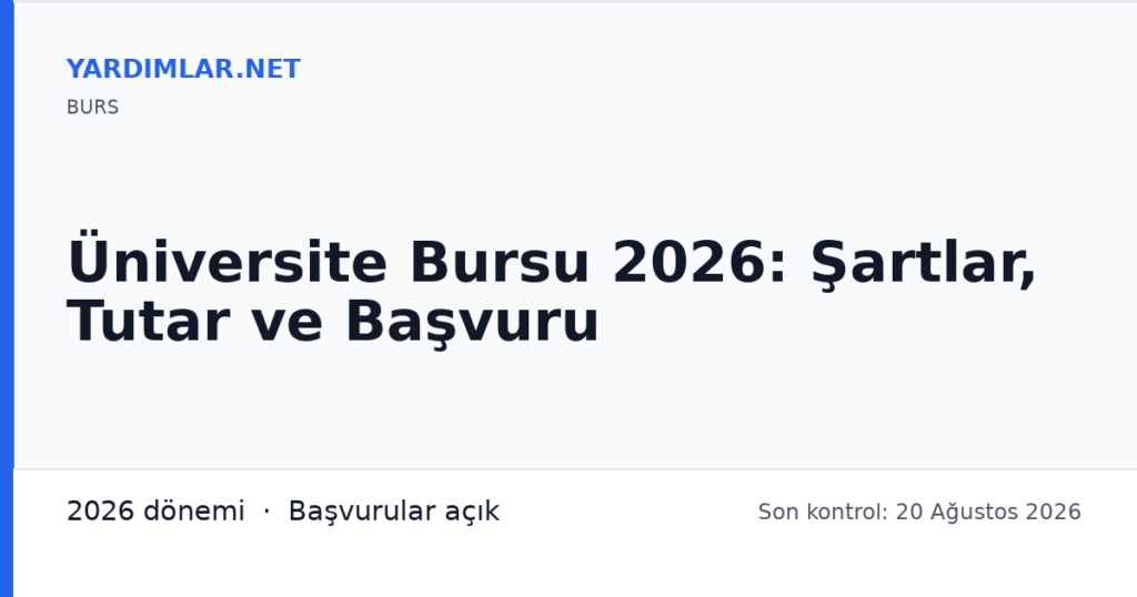 Üniversite Bursu 2026: Şartlar, Tutar ve Başvuru