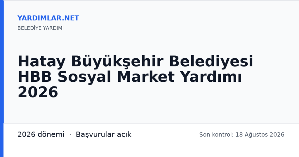 Hatay Büyükşehir Belediyesi HBB Sosyal Market Yardımı 2026