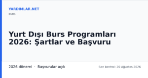 Yurt Dışı Burs Programları 2026: Şartlar ve Başvuru