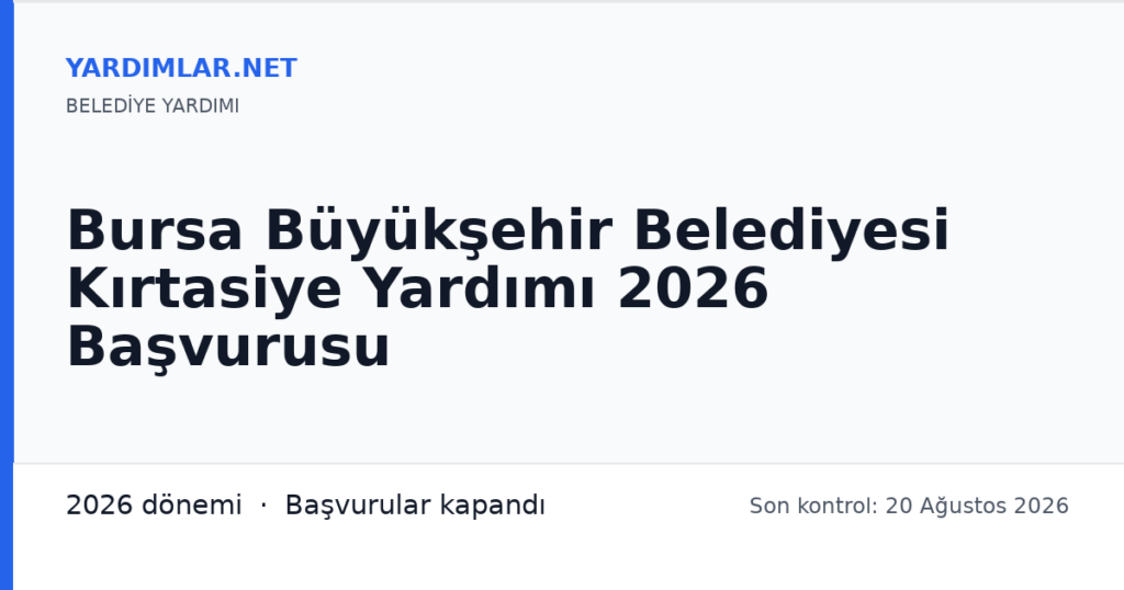 Bursa Büyükşehir Belediyesi Kırtasiye Yardımı 2026 Başvurusu
