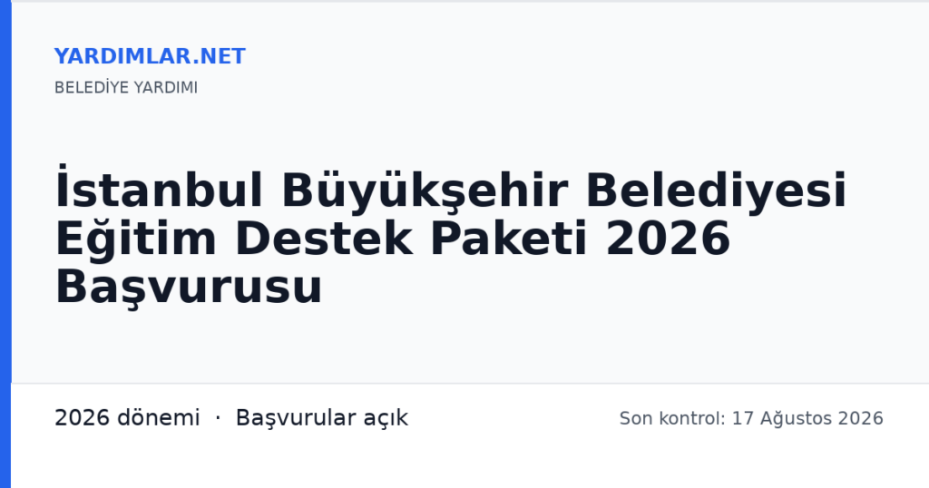 İstanbul Büyükşehir Belediyesi Eğitim Destek Paketi 2026 Başvurusu