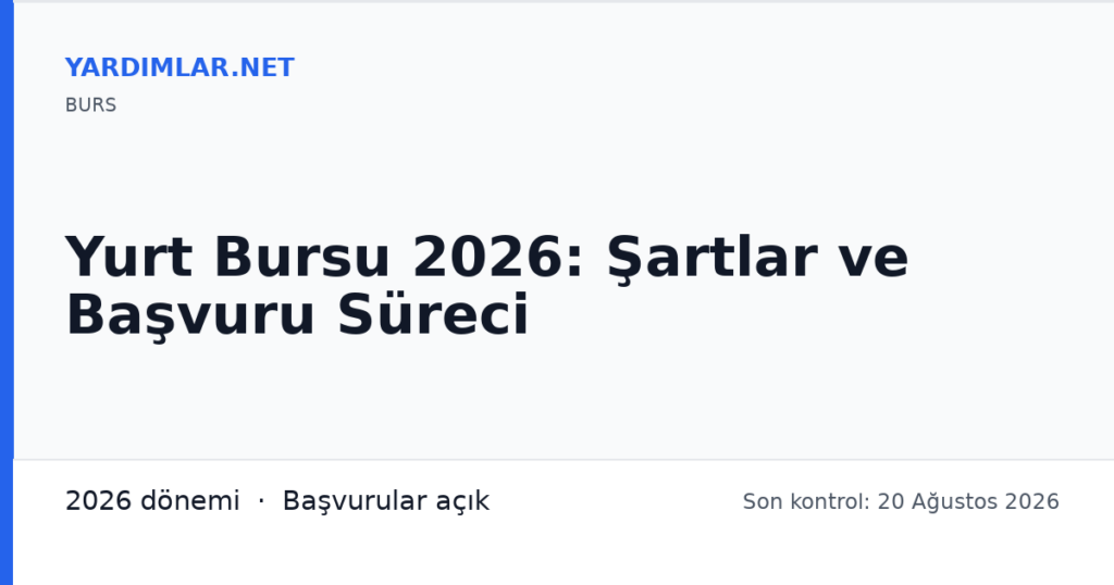 Yurt Bursu 2026: Şartlar ve Başvuru Süreci