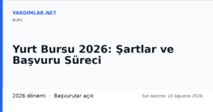 Yurt Bursu 2026: Şartlar ve Başvuru Süreci