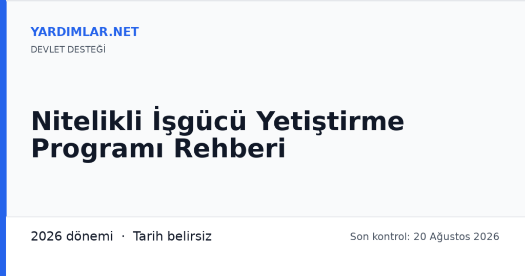 Nitelikli İşgücü Yetiştirme Programı Rehberi